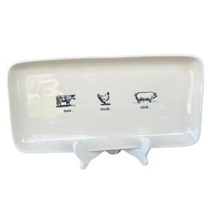 Rae Dunn Farmline Farmhouse Serving Platter Steer Chicken Pig Moo Cluck Oink GUC